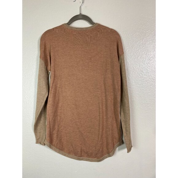 Smartwool Womens Shadow Pine Color Block Wool Blend Sweater Size Small Cream Tan - Picture 2 of 11